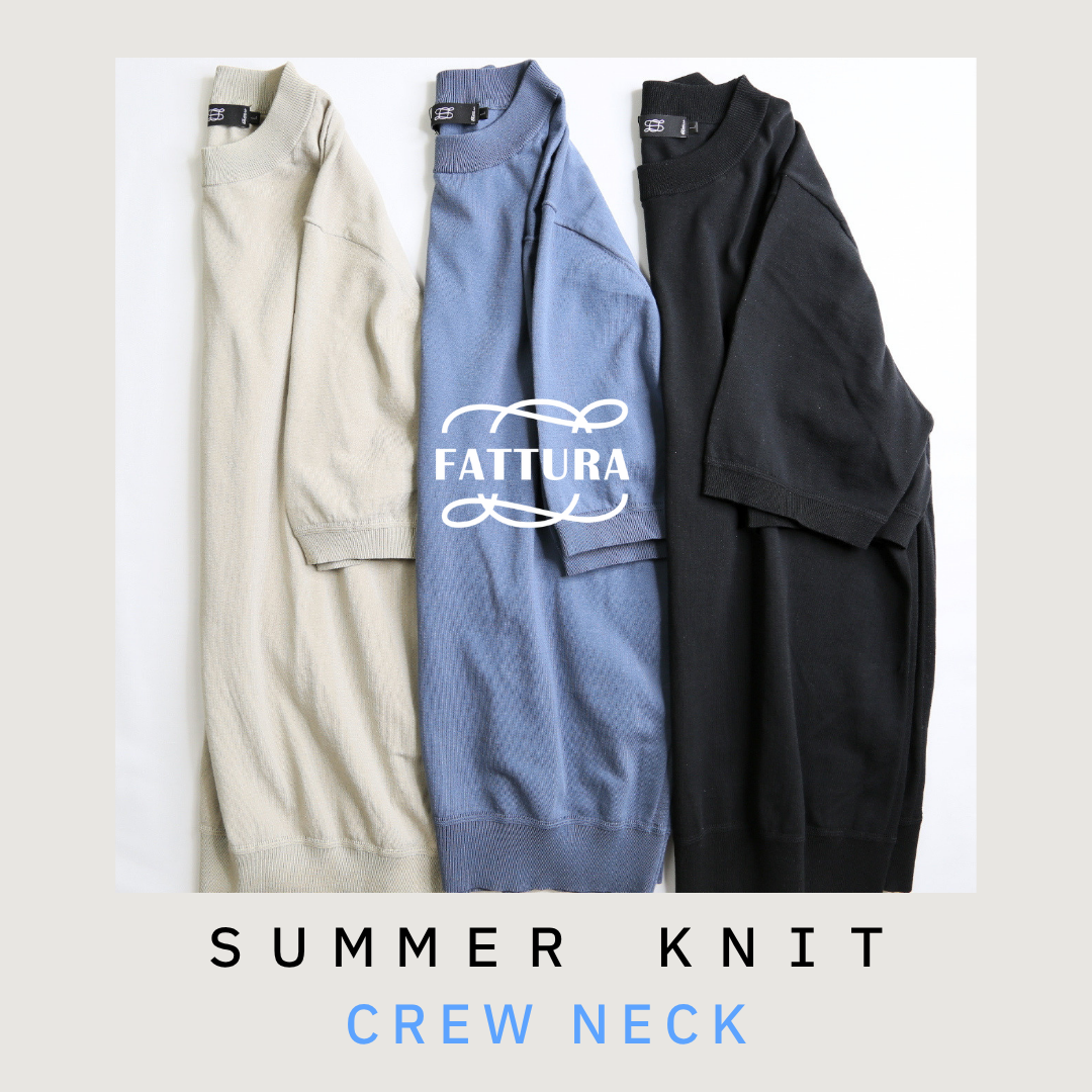 三子糸・ドライサマーニットクルーネック　半袖 　 FATTURA