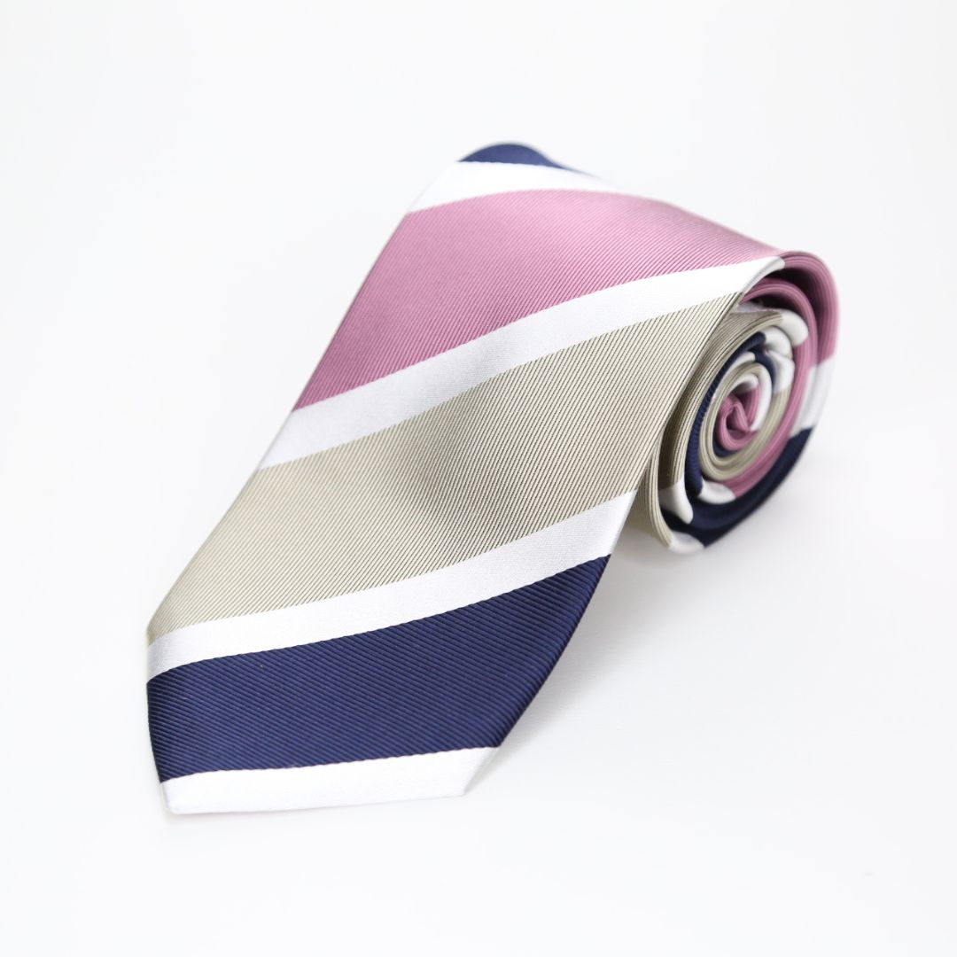 ストライプネクタイ  ピンク ネクタイ  FATTURA  日本製  メンズファッション  ネクタイ  コーデ  シルク100％