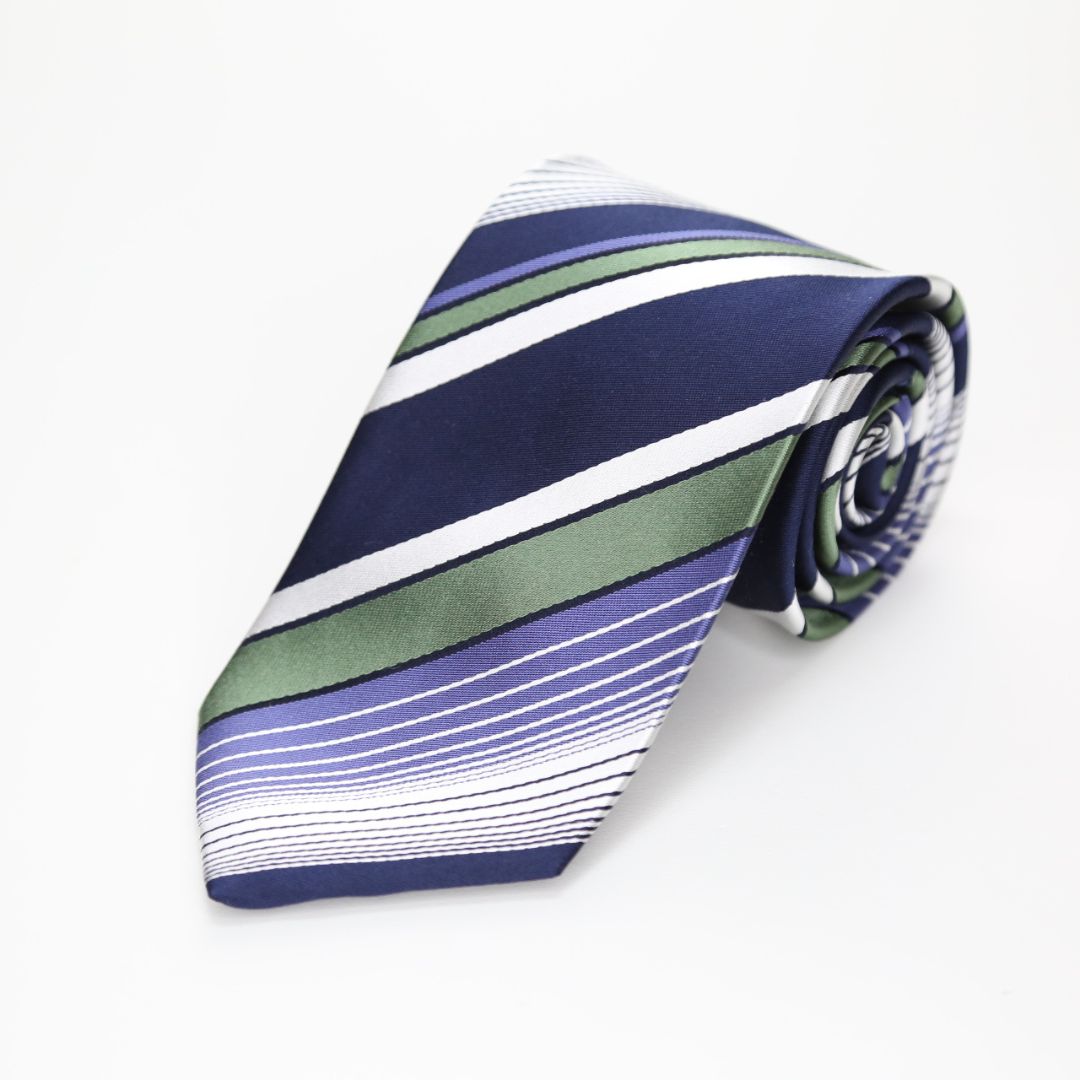 ストライプネクタイ  グリーン ネクタイ  FATTURA  日本製  メンズファッション  ネクタイ  コーデ  シルク100％