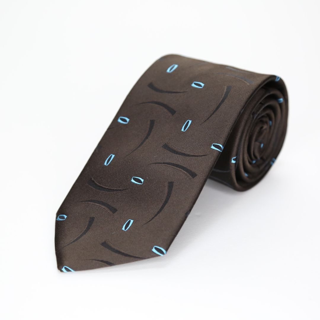 小紋柄ネクタイ  ブラウン  ネクタイ  FATTURA  日本製  メンズファッション  ネクタイ  コーデ  シルク100％