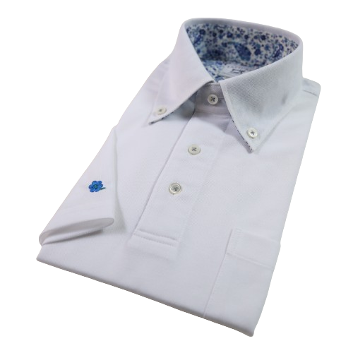 半袖ポロシャツ  ビズポロ  袖口刺繍  ホワイト  半袖  FATTURA  メンズ ファッション  日本製