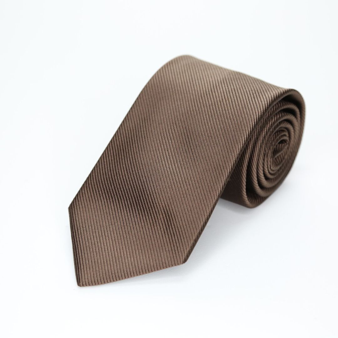 無地ネクタイ  ネクタイ  ブラウン  FATTURA  日本製  メンズファッション  ネクタイ  コーデ  シルク100％  レップ無地  ふじやま織