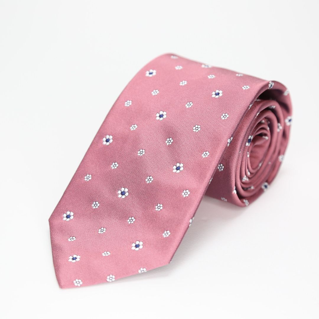 イタリア生地ネクタイ  ピンク  小紋柄  FATTURA  日本製  メンズファッション  ネクタイ  コーデ