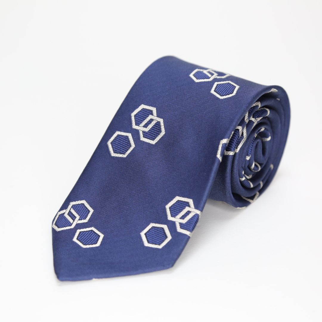 イタリア生地ネクタイ  ブルー  小紋柄  ヴィンテージ調  FATTURA  日本製  メンズファッション  ネクタイ  コーデ