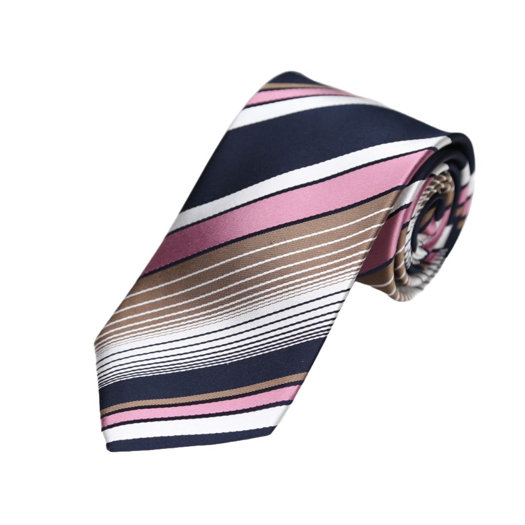 ストライプネクタイ  ピンク  ネクタイ  FATTURA  日本製  メンズファッション  ネクタイ  コーデ  シルク100％