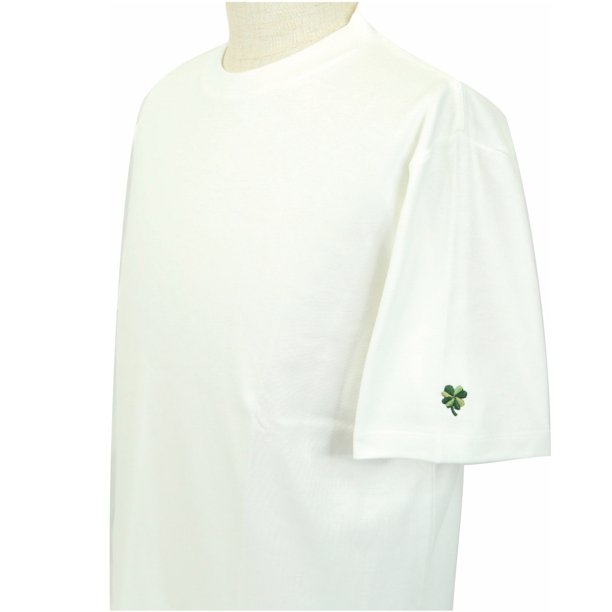 プレミアムドレス Tシャツ【半袖】(袖口刺繍)　ホワイト　日本製